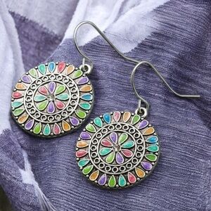 Colorful Mandala Drop Earrings-NWT